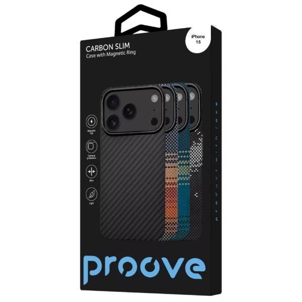 Фото - Чехол для смартфона Proove Carbon Slim with Magnetic Ring iPhone 15 black (PCCSIP150060)